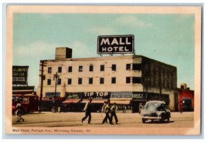 Winnipeg Manitoba Canada Postcard Mall Hotel Portage Avenue c1940's Unposted