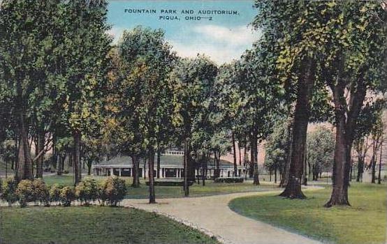 Ohio Piqua Fountain Park And Auditorium 1940