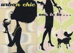 Urban Chic African American Glamour Poodle Dog 2x Postcard s