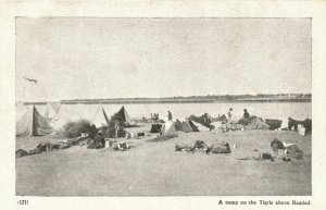 PC CPA IRAQ, A CAMP ON THE TIGRIS ABOVE BAGDAD, VINTAGE POSTCARD (b16194)