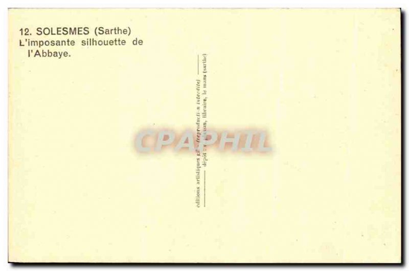 Old Postcard Solesmes L & # 39imposante Silhouette L & # 39abbaye