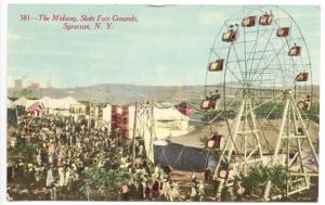 Syracuse NY Midway State Fair Grounds Ferris Wheel Postcard