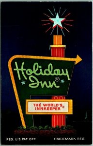 Hagerstown, Maryland Postcard HOLIDAY INN Sign on Front I-70 Roadside c1960s
