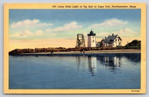 Provincetown Massachusetts~Long Point Lighthouse @ Cape Cod End~Linen Postcard