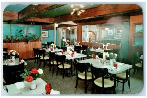 Coeur D' Alene Idaho Postcard Marine Dining Room Cocktail Bar Templin Grill 1960