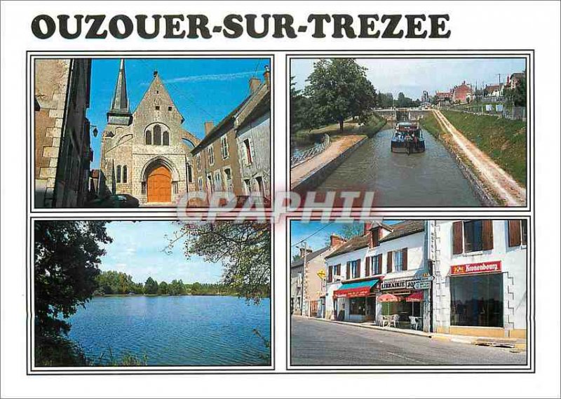 Postcard Modern Ouzouer on Trezee (Loiret) Church Saint Martin Canal Bian l'E...