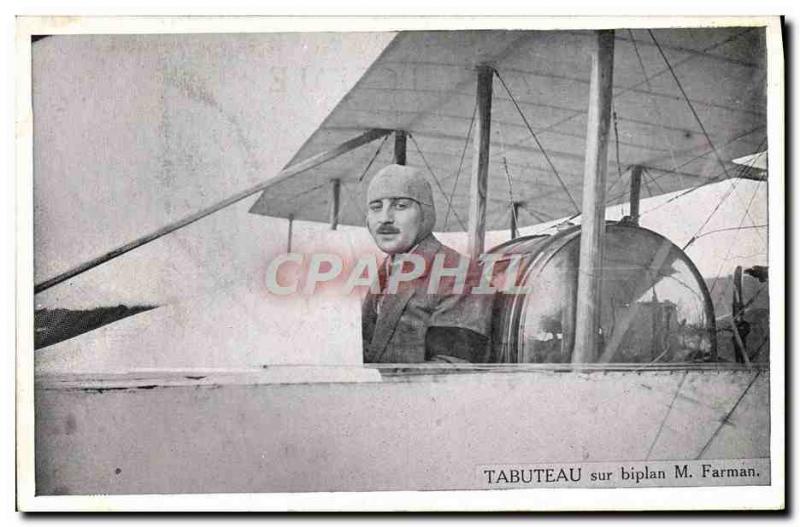 Old Postcard Jet Aviation Tabuteau on Farman biplane M