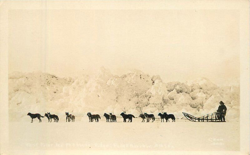 Alaska Barrow Dog Sled Team 1931 RPPC Photo Postcard 22-7940