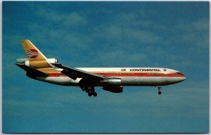 Airplane Continental McDonnell Douglas DC-10-10 Trijet 2 GE Engines Postcard