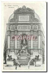 Old Postcard Paris Fountain St Michel
