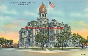 7 Linen Postcards, Muncie IN, Various Scenes, Hotel-Masonic Temple-Court House