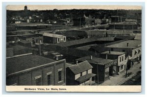 1912 Le Mars Iowa Birdseye Aerial View Postcard Town Buildings