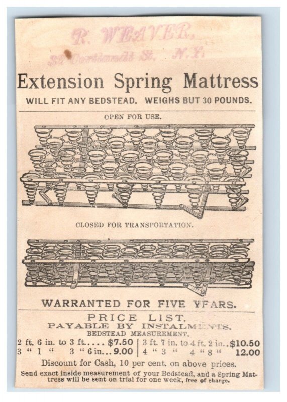 1880s Eclipse Wringer Co. Spring Mattresses Prices Fantasy Fairy P162 