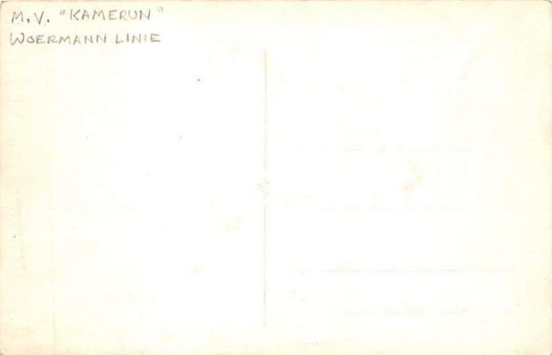 MV Kamerun Woermann Line Real Photo Writing on back, missing stamp 