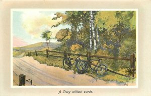 Postcard C-1910 bicycling romance story without words Henderson 23-12581