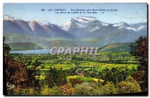 Old Postcard Lake D & # 39Annecy Vue Generale Towards Saint Jorioz and Duingt...