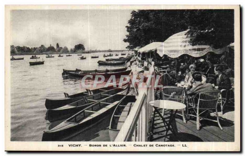 Old Postcard Vichy Edges of & # 39allier boating Chalet