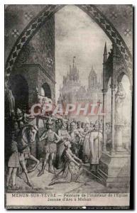 Old Postcard Mehun sur Yevre Interior's painting of Jeanne D'Arc Church has M...