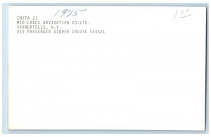 c1975 Mid Lakes Navigation Skaneateles New York Dinner Cruise Vessel NY Postcard 