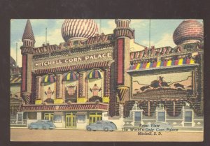 MITCHELL SOUTH DAKOTA SD DOWNTOWN CORN PALACE OLD CARS VINTAGE POSTCARD