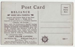 P921 old card sports deep sea fishing boat reliance cold spring haror new jersey