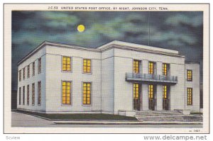 US Post Office at Night, Johnson City, Tennessee, 1930-40s