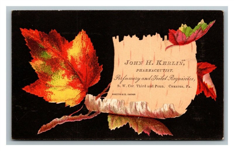 John H Kirlin Pharmaceutist Chester Pennsylvania Perfumery Victorian Trade Card