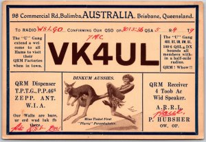 Radio Card VK4UL Bulimba Australia Brisbane Queensland Radio W8LGO Postcard