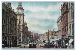 Melbourne Australia Postcard View of Bourke Street c1910 Antique Unposted