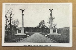 VINTAGE UNUSED POSTCARD - PENNSYLVANIA GATEWAY, VALLEY FORGE, PA.