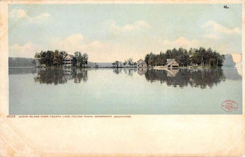 Fulton Chain New York Cedar Island Camp Waterfront Antique Postcard K59348