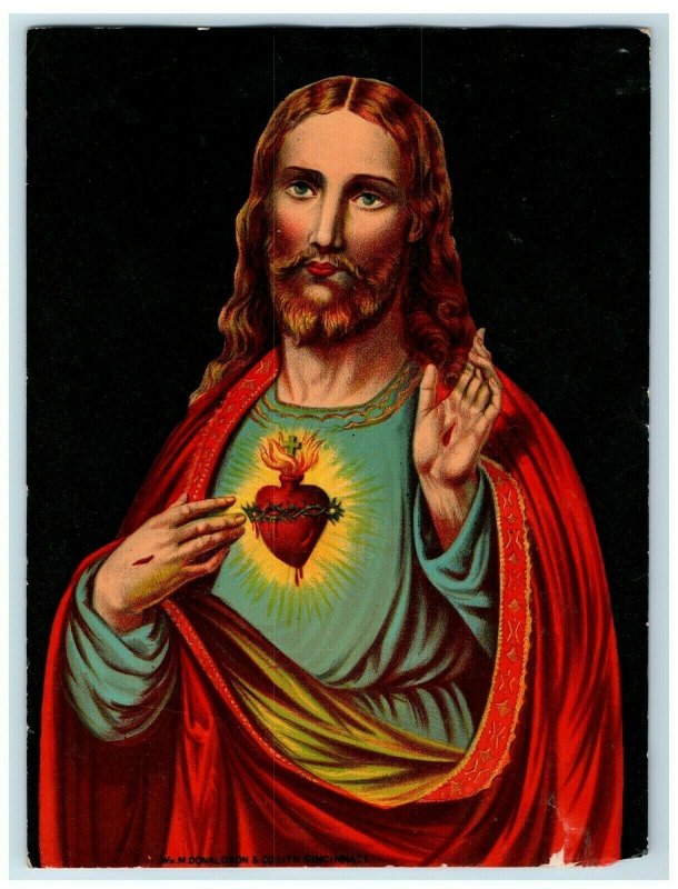 1880's-90's Victorian Religious Card Jesus Sacred Heart Wm. M Donaldson 7C