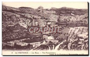 Old Postcard Provence Les Baux pamoramique View Vallon de la Fontaine and BEA...