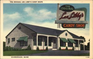 Scarborough Maine ME Candy Store Len Libby's Candy Shops Linen c1940s Postcard