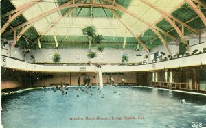 Postcard Early View of Interior Bath House in Long Beach, CA.   S5