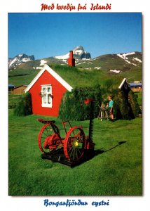 Postcard Iceland Borgarfj�r�ur Eystri - Lindarbakki Turf House