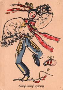 CONTINENTAL SIZE POSTCARD CLOWN CARICATURE TO U.S. SOLDIER FROM GERMANY NOV 1945