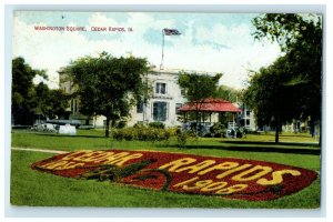 c1910's Washington Square Floral Display Cedar Rapids Iowa IA Antique Postcard