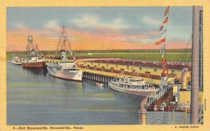 Texas TX    PORT BROWNSVILLE  Ships~Dock~Wharf~Water Tower   ca1940's Postcard