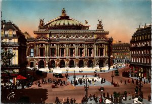 VINTAGE CONTINENTAL SIZE POSTCARD STREET SCENE THE OPERA SQUARE PARIS (REPRO)