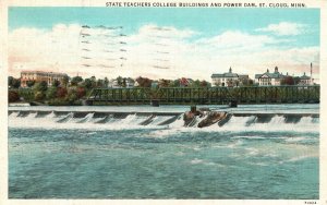 Vintage Postcard 1937 State Teachers Coll. Buildings & Power Dam St. Cloud Minn.