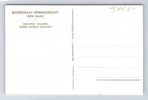 Boterstraat Prinsegracht Den Haag Origineel Aquarel George Schulein Postcard UNP