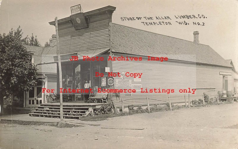 WI, Templeton, Wisconsin, RPPC, Allan Lumber Company General Store, H Montgomery
