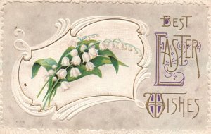 Best Easter Wishes Flower Design Holiday Eastertide Greetings Vintage Postcard