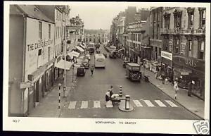 nthants, NORTHAMPTON, Drapery, Market Sq., Bus 50s RPPC