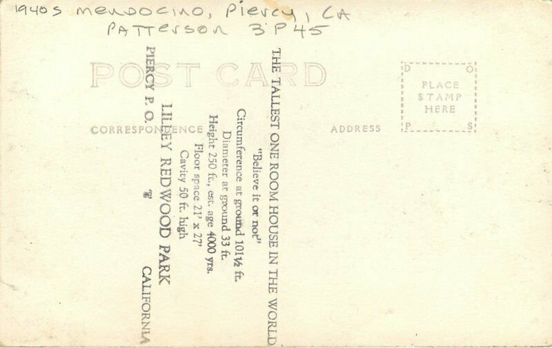 Mendocino Piercy California Patterson Redwood Highway RPPC Photo Postcard 20-22