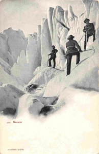 Seracs Ice Columns Climbers Mountaineers Switzerland 1907c postcard