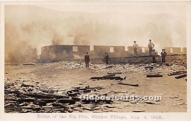 Big Fire, Shaker Village August 4, 1908 real photo Lebanon Springs, NY, USA U...