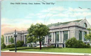 1950 The Steel City Gary Public Library Gary IN Postcard