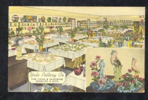 EVANSVILLE INDIANA YULE POTTERY CO. STORE INTERIOR LINEN ADVERTISING POSTCARD